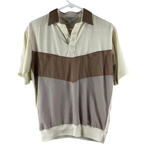 Vintage Sears Men's Polo Pullover‎ Brown & Cream Size M